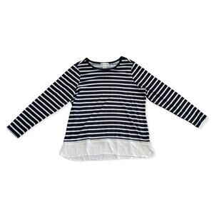 Cathy Daniels Navy Blue & White Long Sleeved Shirt | Size Medium